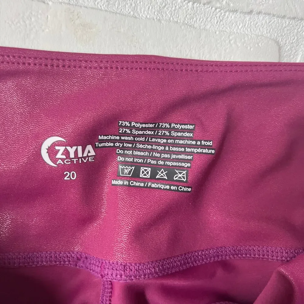 ZYIA Active Women's Purple Shimmer Athletic Yoga Running Leggings Pants -sz 20
